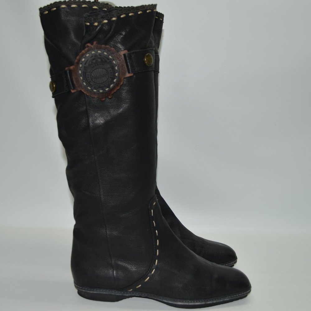 Baldinini Whipstitch Italian Leather Fur Boots 38